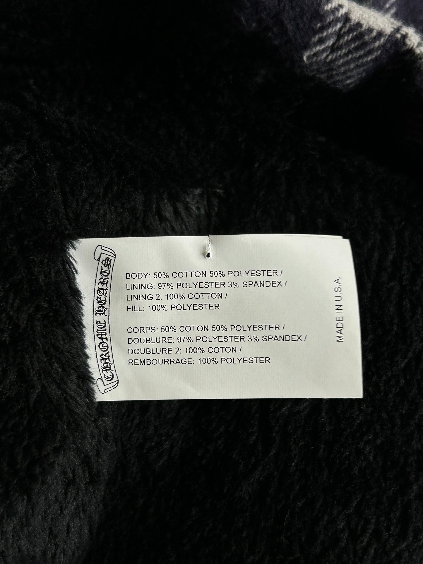 Chrome Hearts Navy & Green Plaid Sherpa Jacket