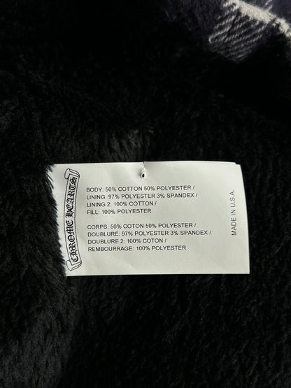 Chrome Hearts Navy & Green Plaid Sherpa Jacket