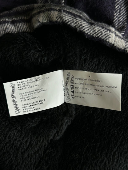 Chrome Hearts Navy & Green Plaid Sherpa Jacket