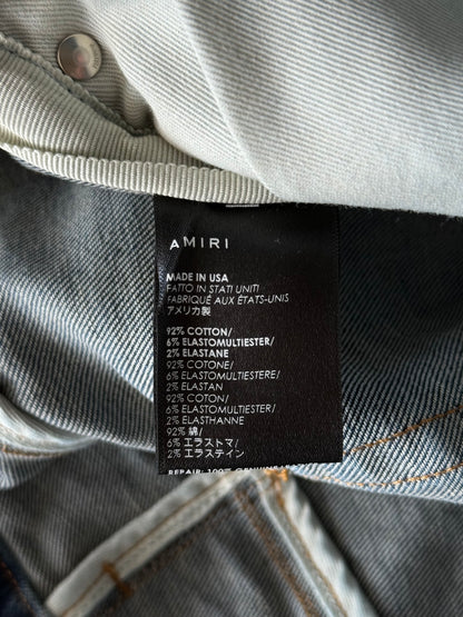 Amiri Blue & Black Quilted Leather Patch MX1 Jeans
