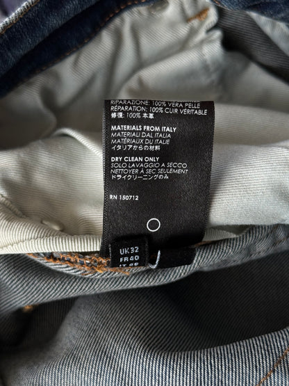 Amiri Blue & Black Quilted Leather Patch MX1 Jeans