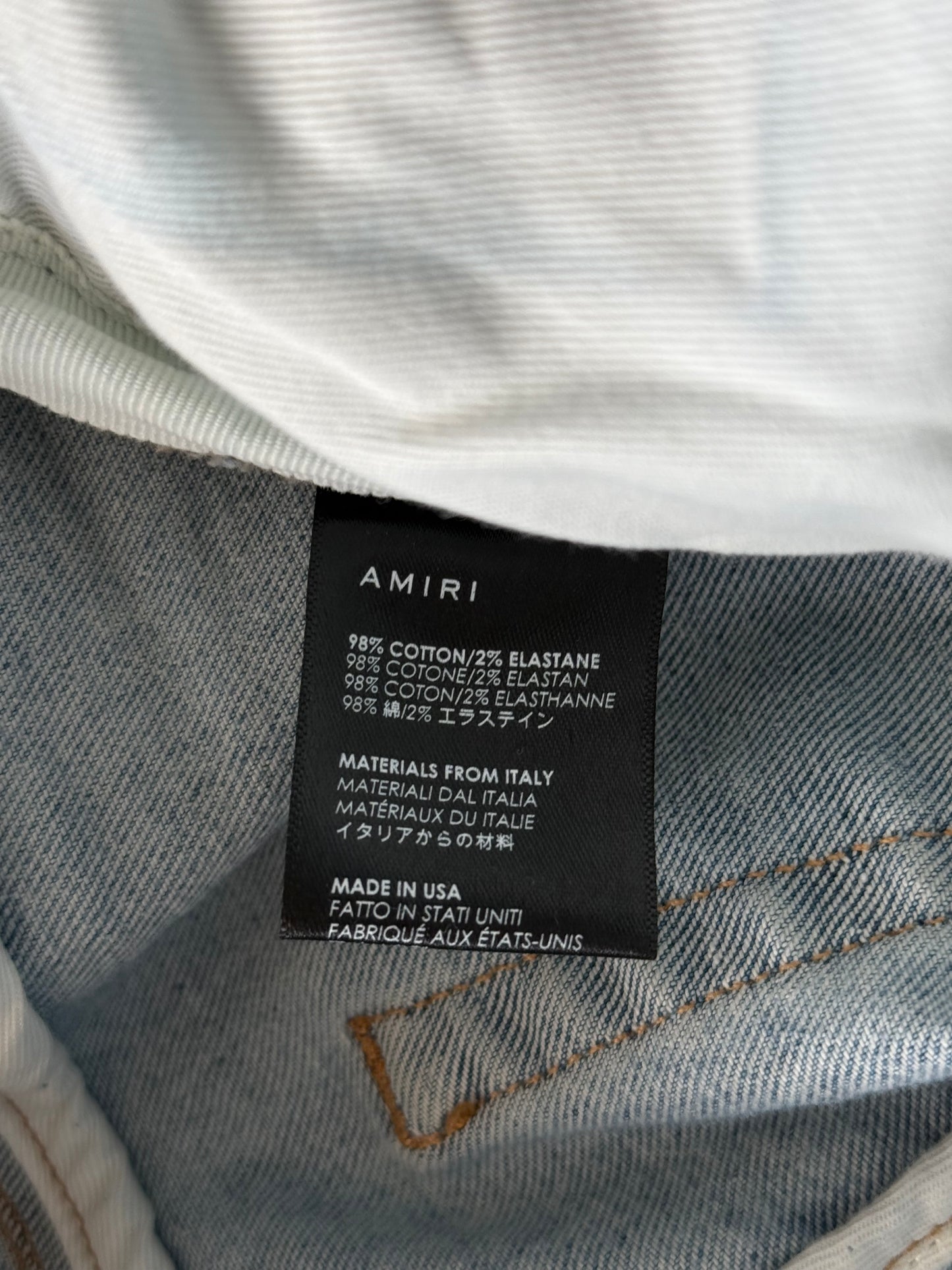 Amiri Light Blue & Orange Bandana Patch MX1 Jeans