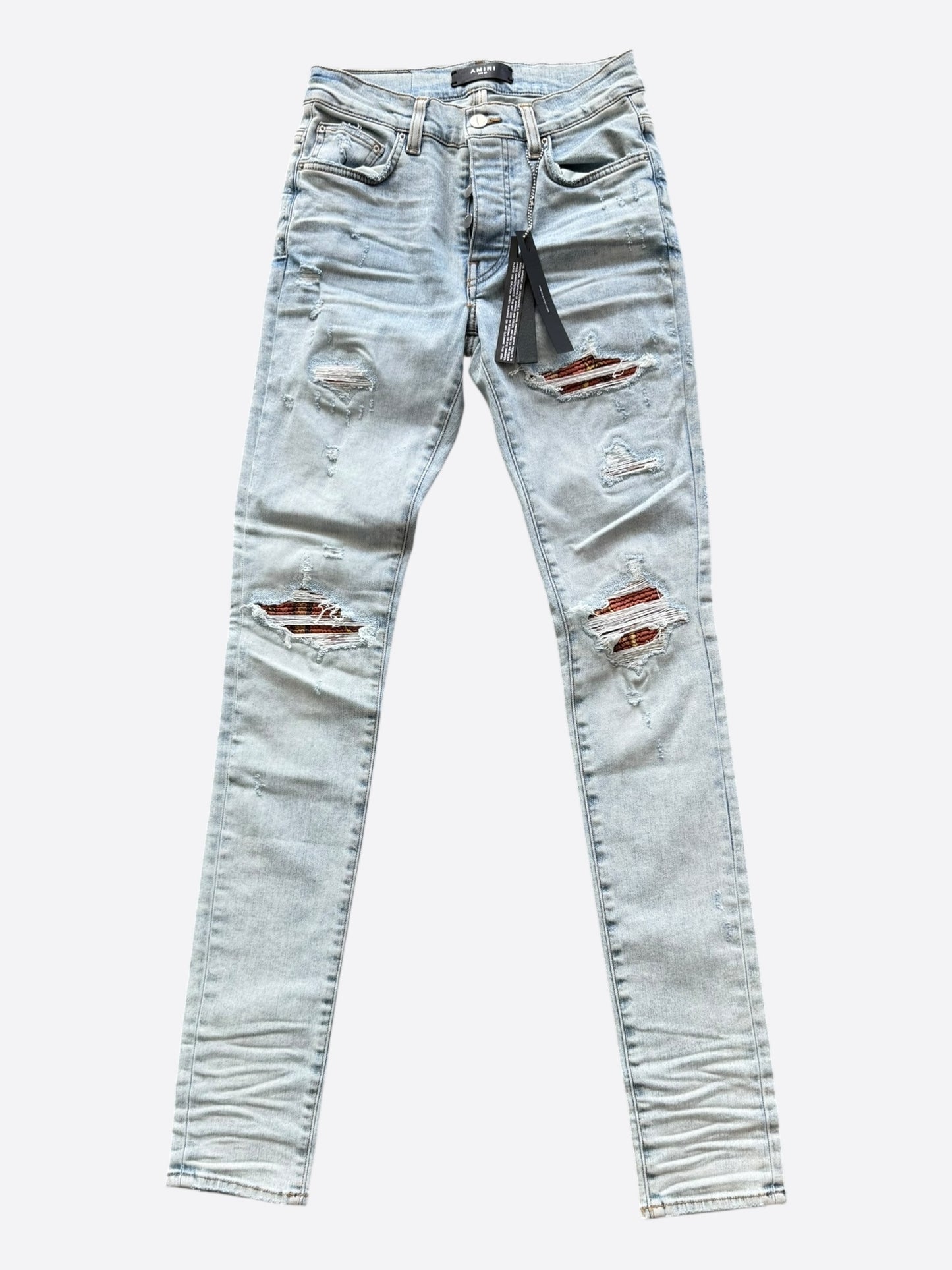 Amiri Light Blue & Orange Bandana Patch MX1 Jeans