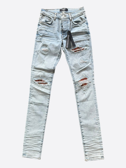 Amiri Light Blue & Orange Bandana Patch MX1 Jeans