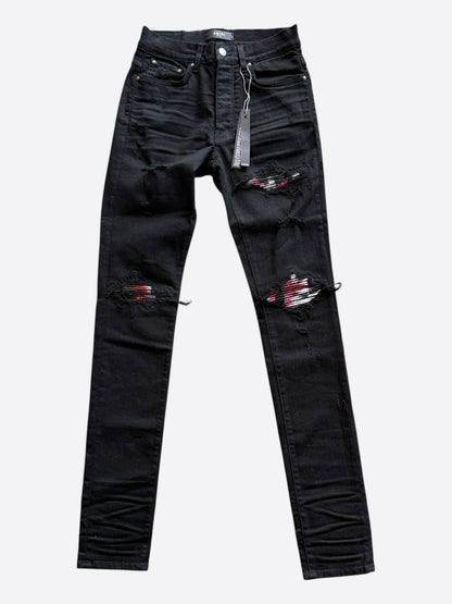 Amiri Black & Red Watercolor Patch MX1 Jeans