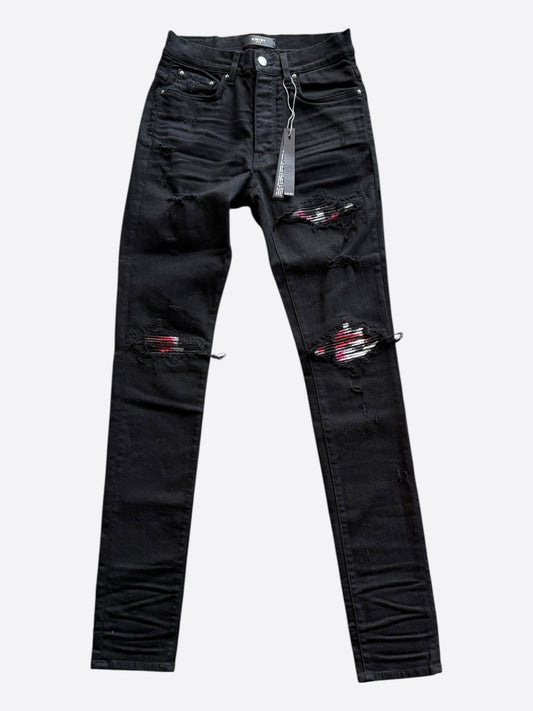 Amiri Black & Red Watercolor Patch MX1 Jeans