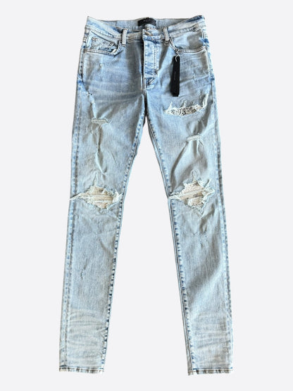 Amiri Light Indigo & White Bandana Patch MX1 Jeans
