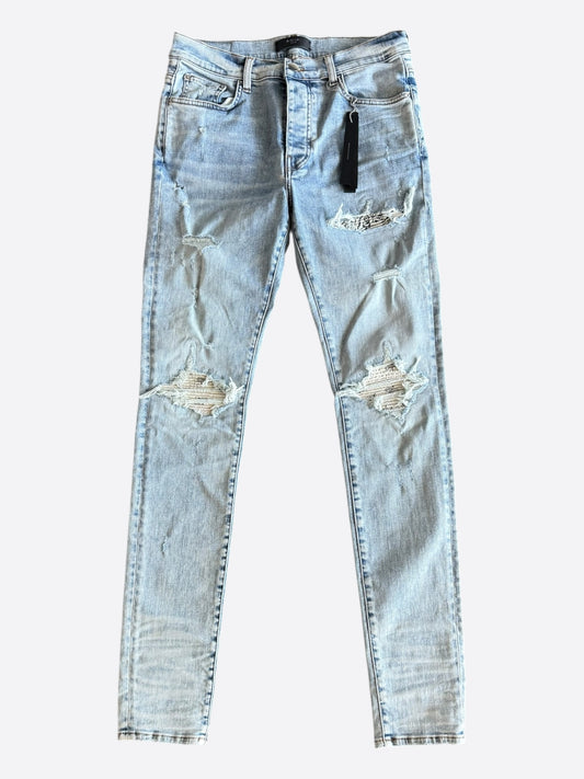 Amiri Light Indigo & White Bandana Patch MX1 Jeans