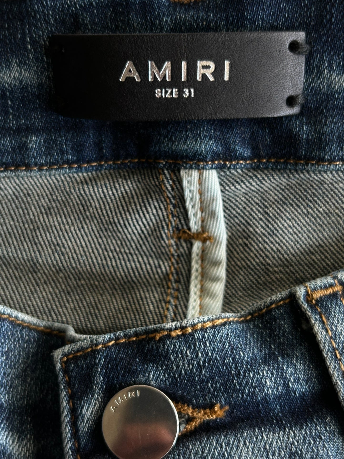 Amiri Dark Indigo & Black Patch MX1 Jeans