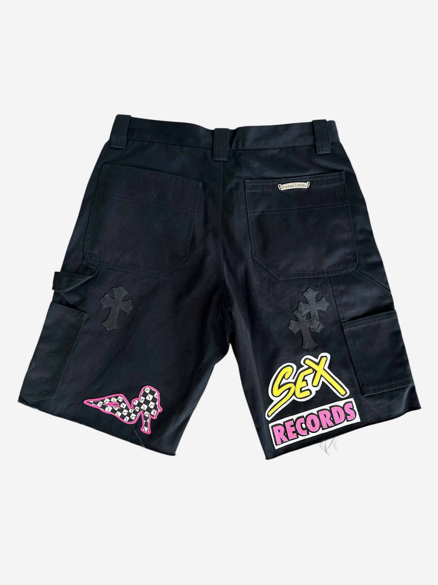 Chrome Hearts Matty Boy Black Cross Patch Carpenter Shorts