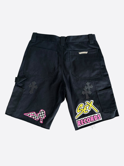 Chrome Hearts Matty Boy Black Cross Patch Carpenter Shorts