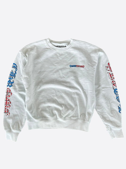 Chrome Hearts Matty Boy White USA Flag Scroll Logo Sweater