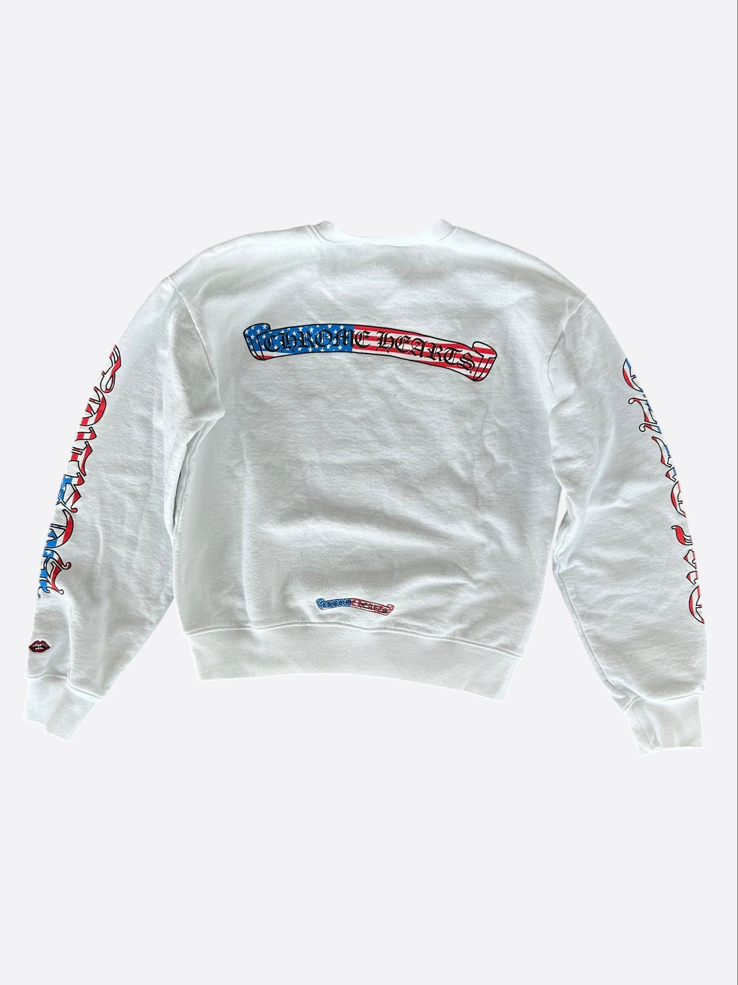Chrome Hearts Matty Boy White USA Flag Scroll Logo Sweater