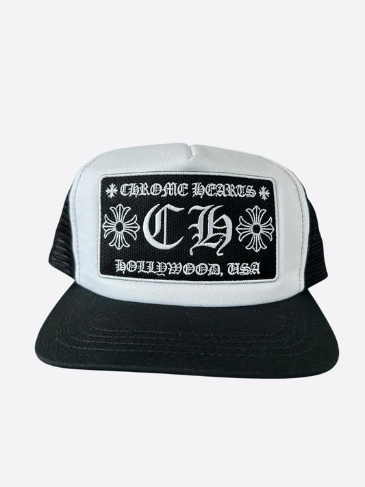 Chrome Hearts Black & White Hollywood Trucker Hat