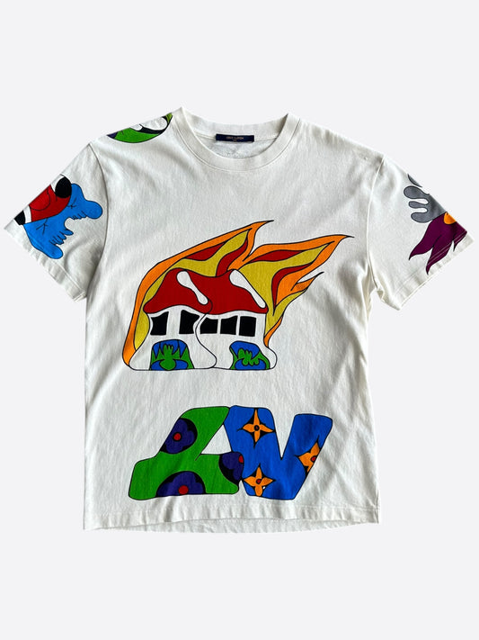 Louis Vuitton White Burning House T-Shirt