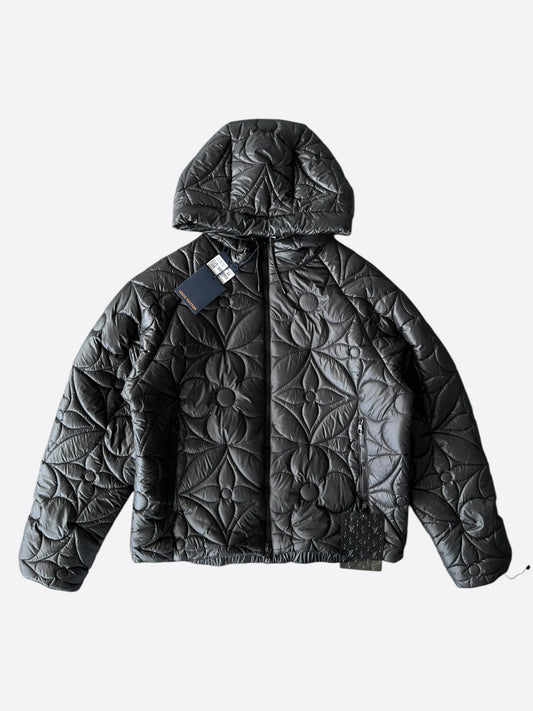 Louis Vuitton Black Flower Monogram Puffer Jacket