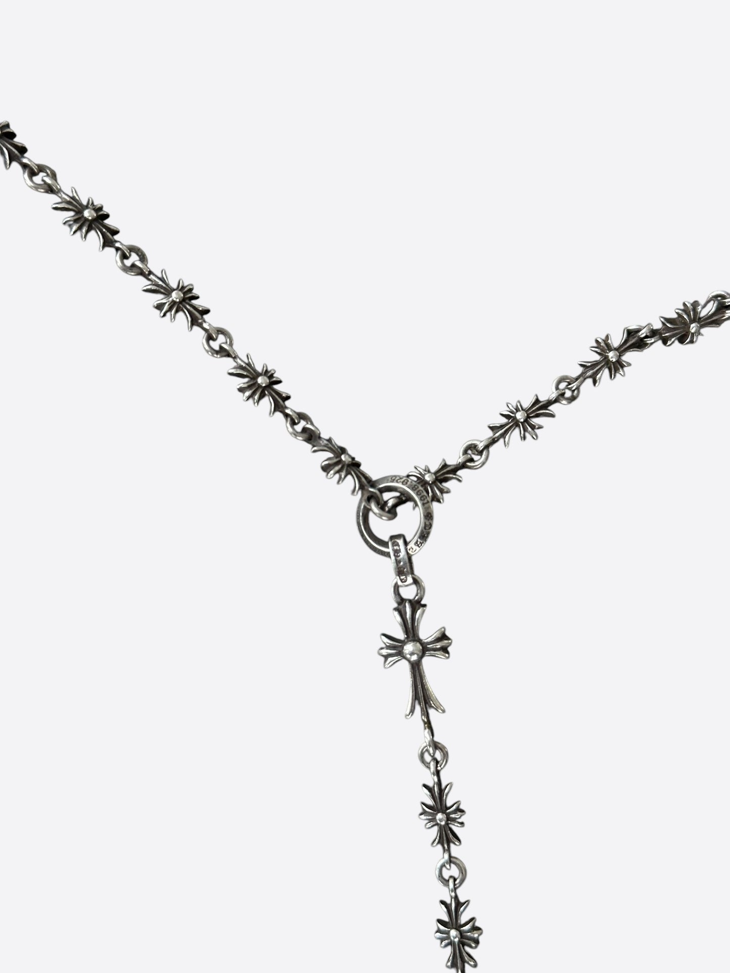 Chrome Hearts Silver Tiny E Chain Cross Necklace