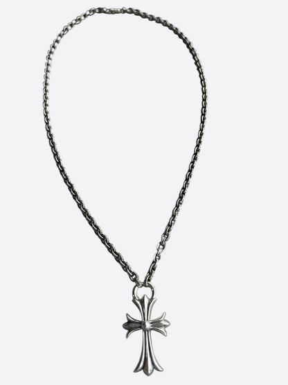 Chrome Hearts Silver Paper Chain Cross Necklace