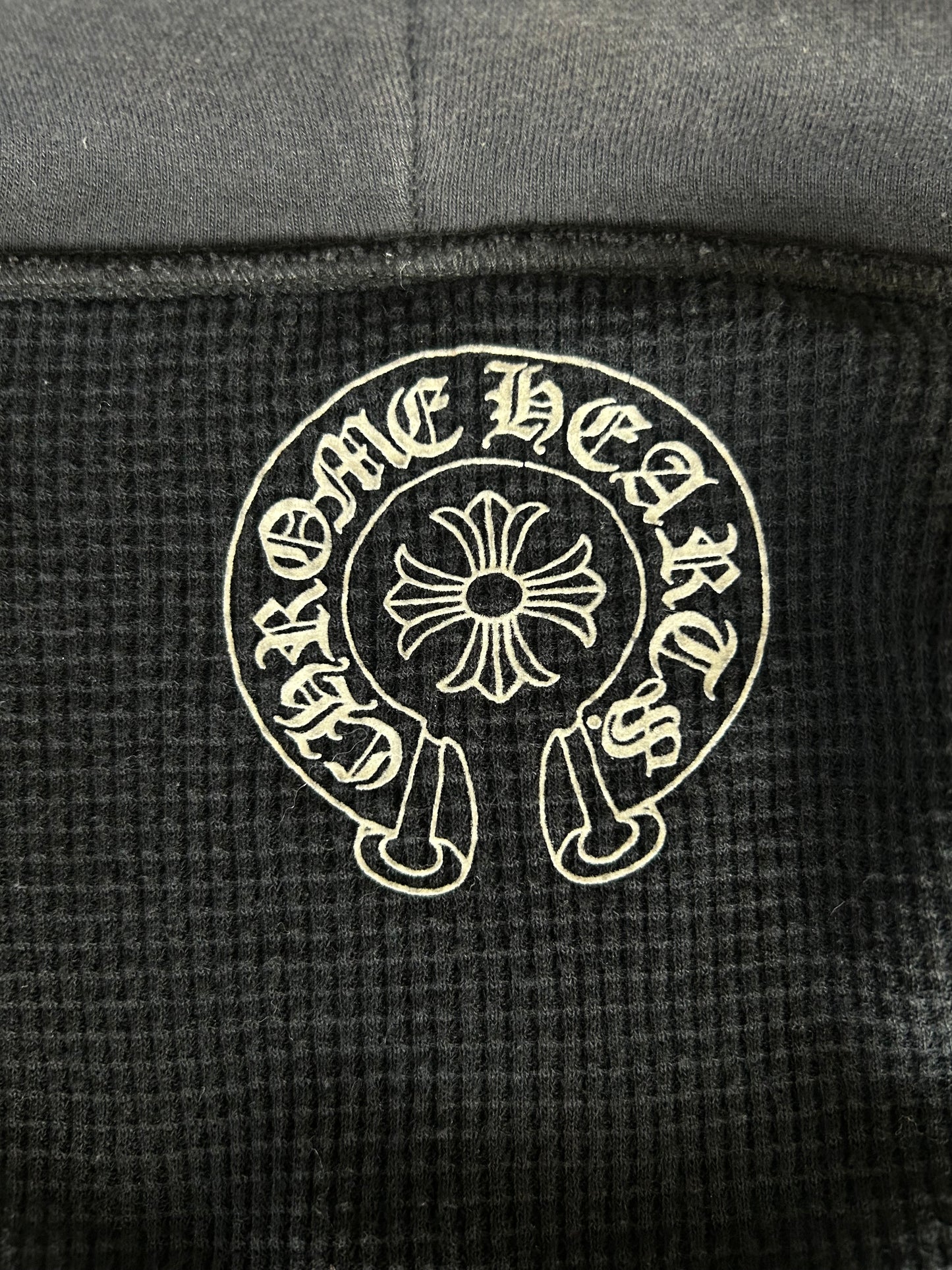 Chrome Hearts Black & White Horseshoe Cross Logo Thermal Zip Up Hoodie