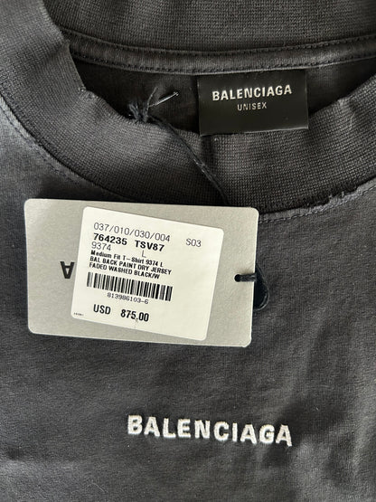 Balenciaga Black & White Paint Logo T-Shirt