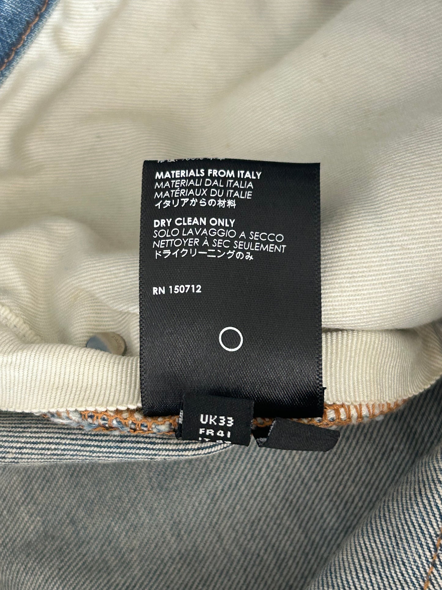 Amiri Clay Indigo & Black English Logo Distressed Jeans