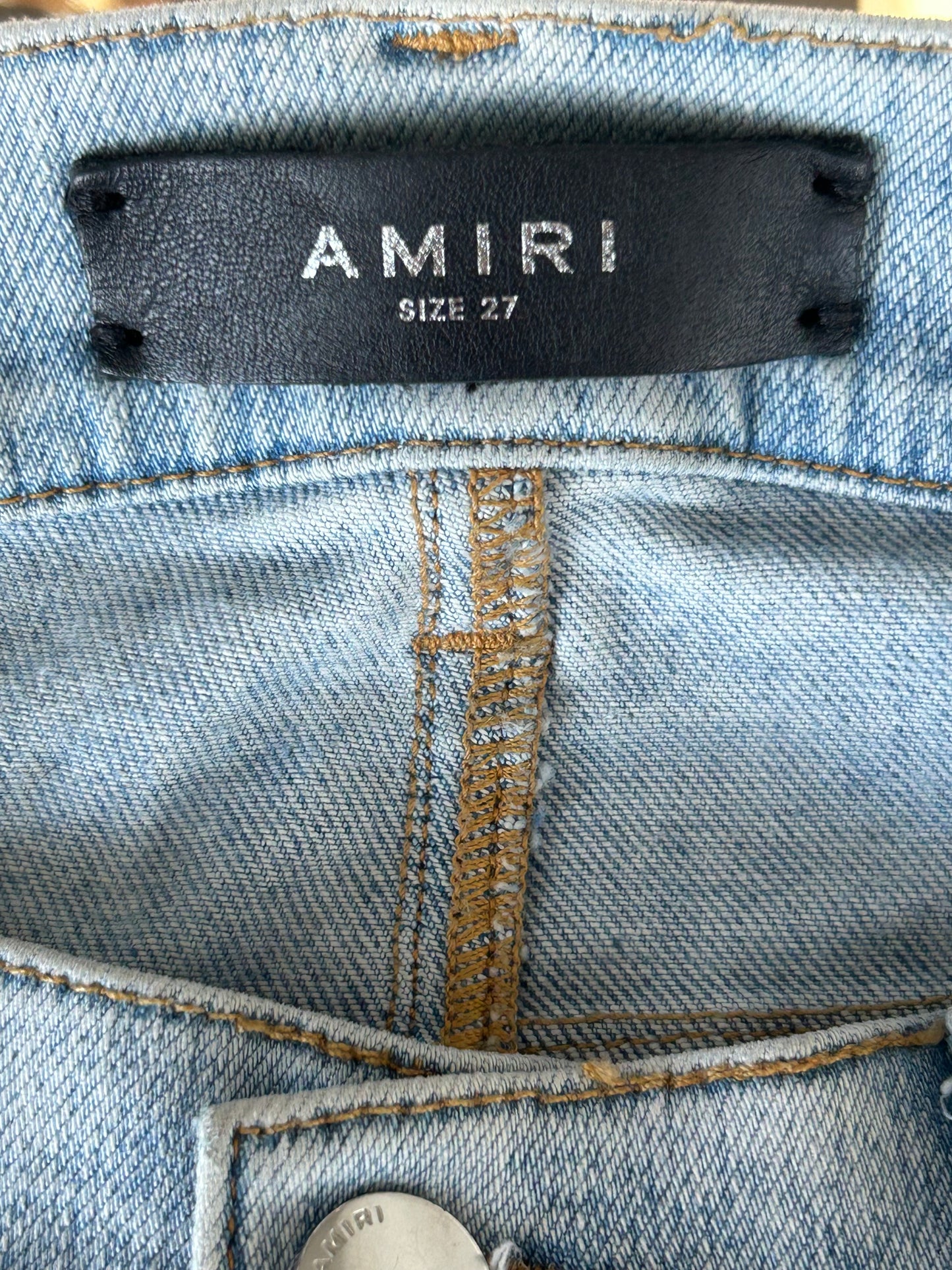 Amiri Light Indigo & Black Patch MX1 Jeans
