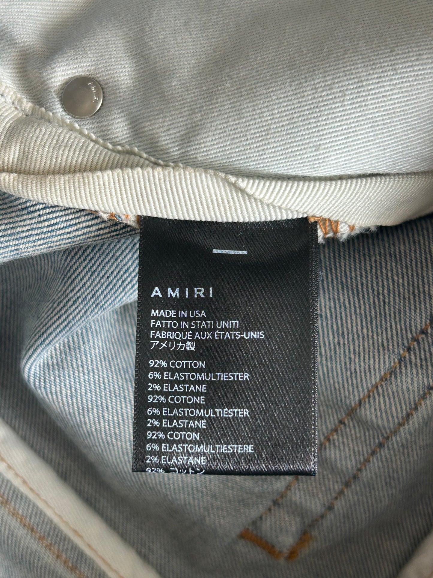 Amiri Blue & Multicolor Patch Distressed Jeans
