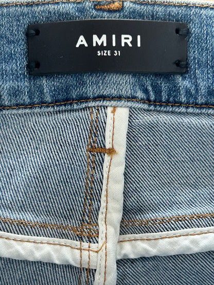 Amiri Clay Indigo Watercolor Patch Thrasher Jeans