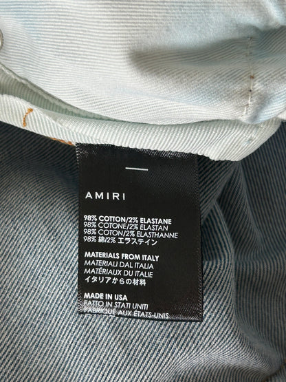 Amiri Clay Indigo Watercolor Patch Thrasher Jeans