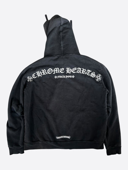 Chrome Hearts Black & White T-Bar Logo Zip Up Hoodie
