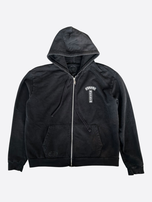 Chrome Hearts Black & White T-Bar Logo Zip Up Hoodie