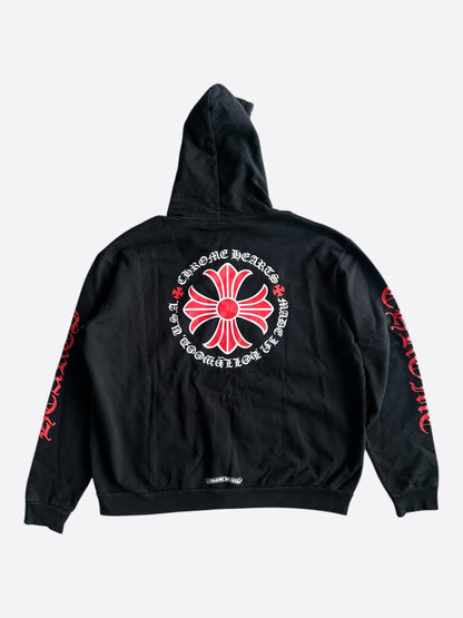 Chrome Hearts Black, White & Red Cross Logo Zip Up Hoodie