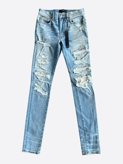 Amiri Clay Indigo White Patch Thrasher Jeans