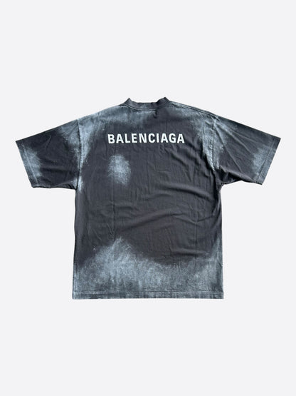 Balenciaga Black & White Paint Logo T-Shirt