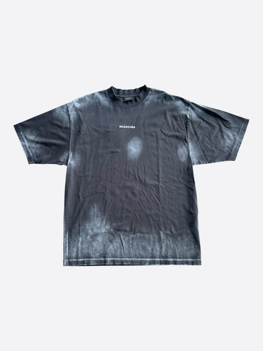Balenciaga Black & White Paint Logo T-Shirt