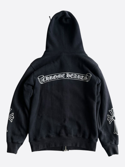 Chrome Hearts Black & White Horseshoe Cross Logo Thermal Zip Up Hoodie