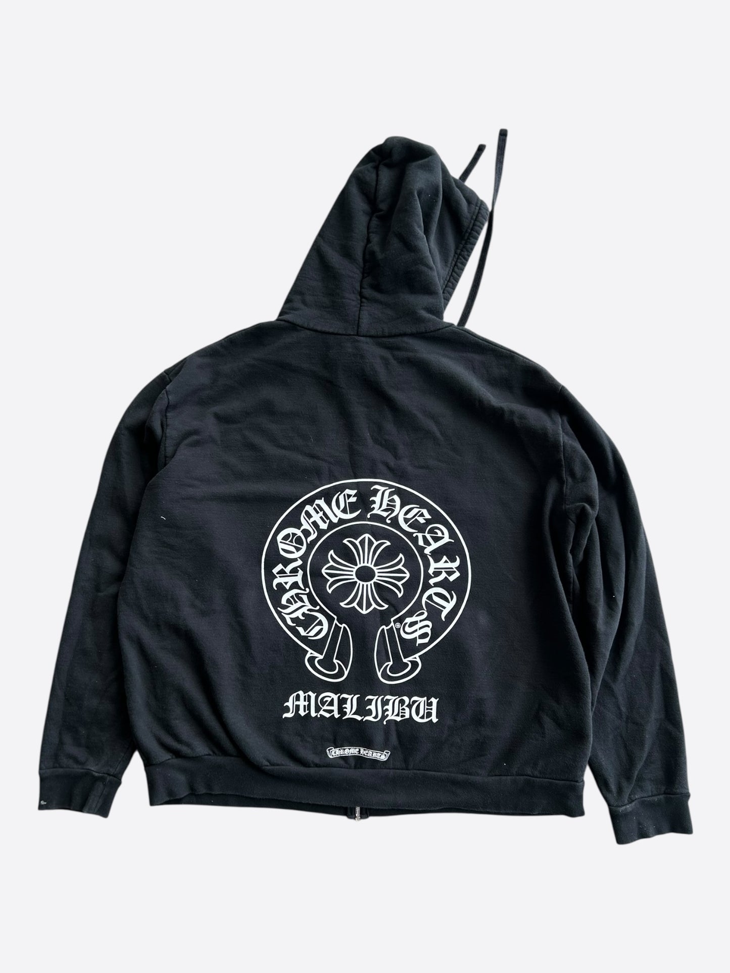 Chrome Hearts Black & White Malibu Horseshoe Logo Zip Up Hoodie