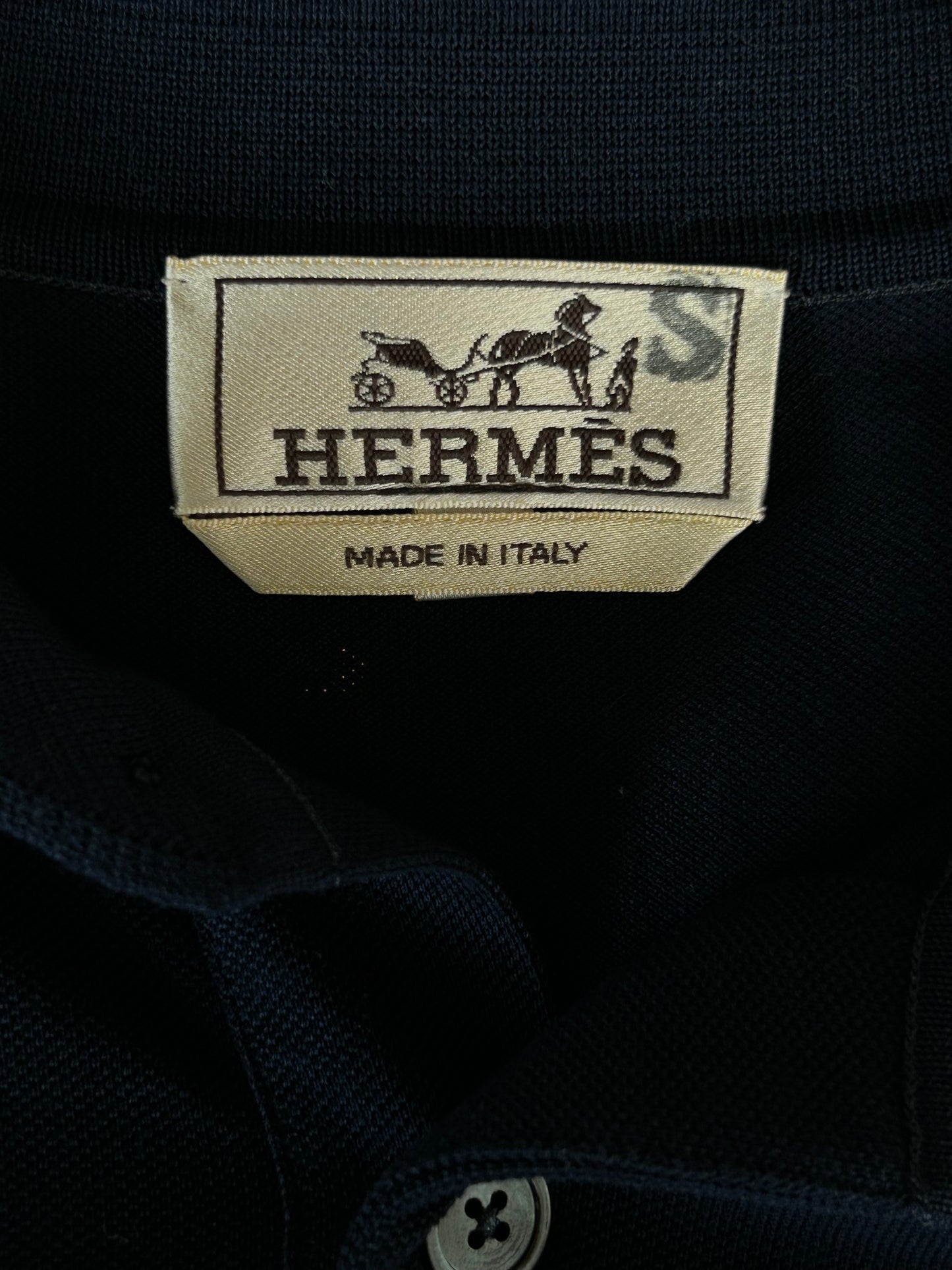 Hermes Navy & White H Embroidered Polo T-Shirt