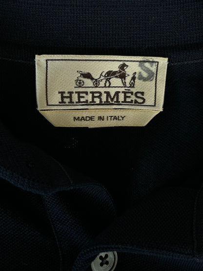 Hermes Navy & White H Embroidered Polo T-Shirt