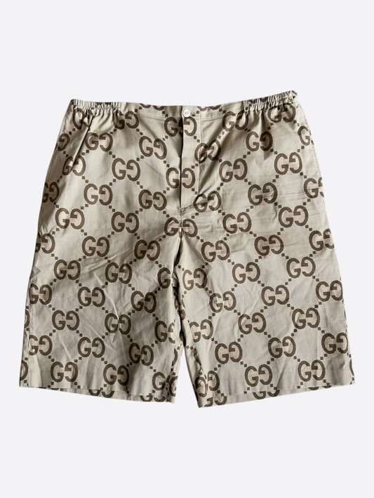 Gucci Beige & Brown Pineapple GG Monogram Shorts