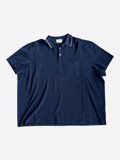 Hermes Navy & White H Embroidered Polo T-Shirt