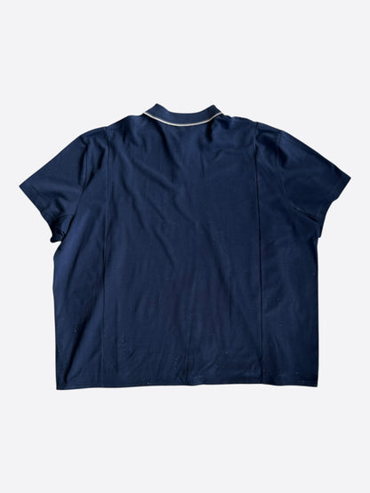 Hermes Navy & White H Embroidered Polo T-Shirt