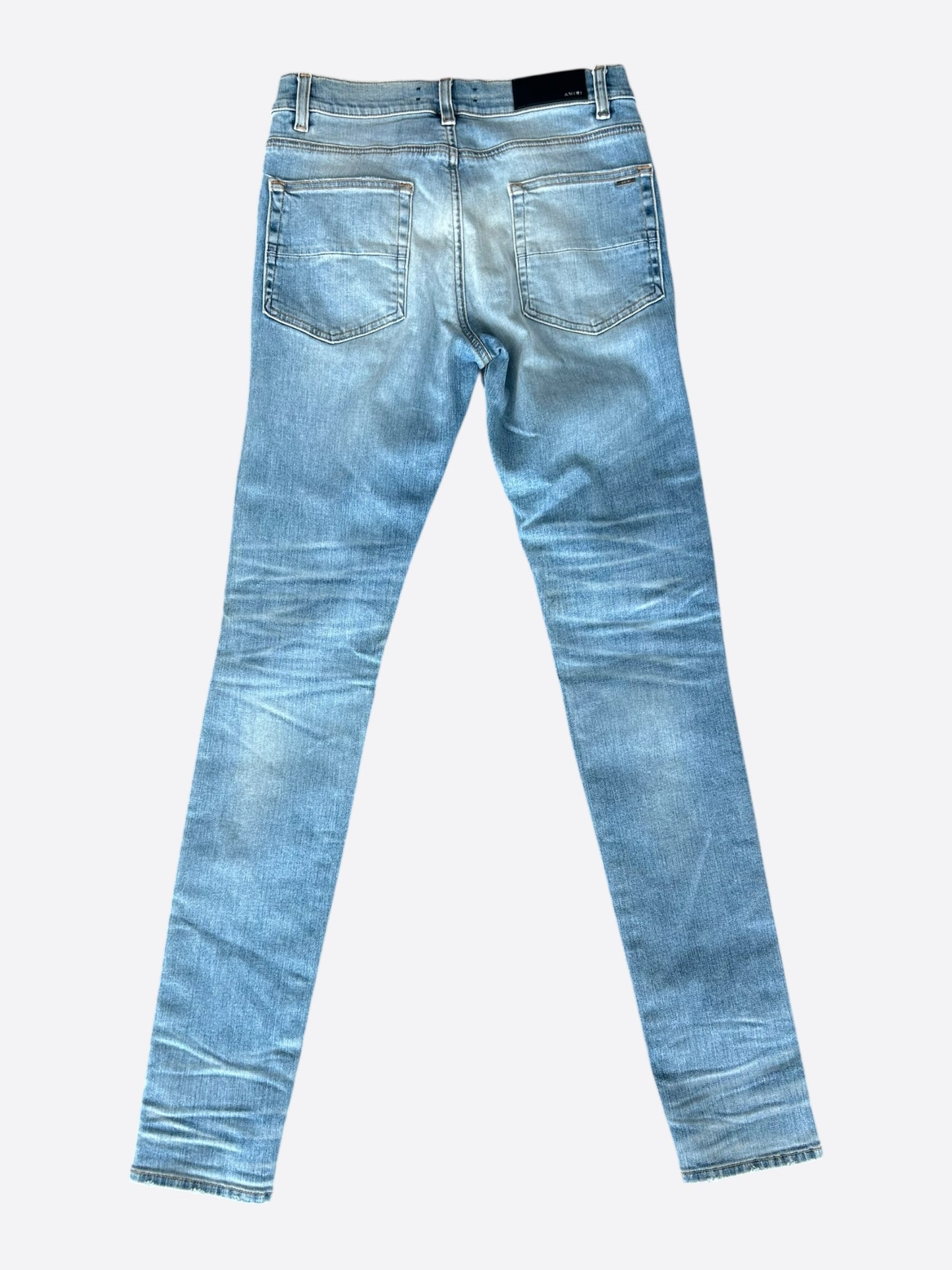 Amiri Clay Indigo Watercolor Patch Thrasher Jeans