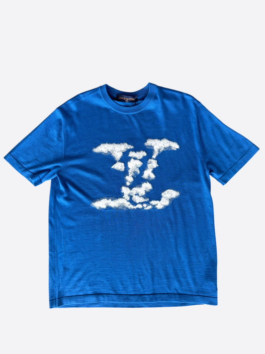 Louis Vuitton Blue & White Cloud Intarsia T-Shirt