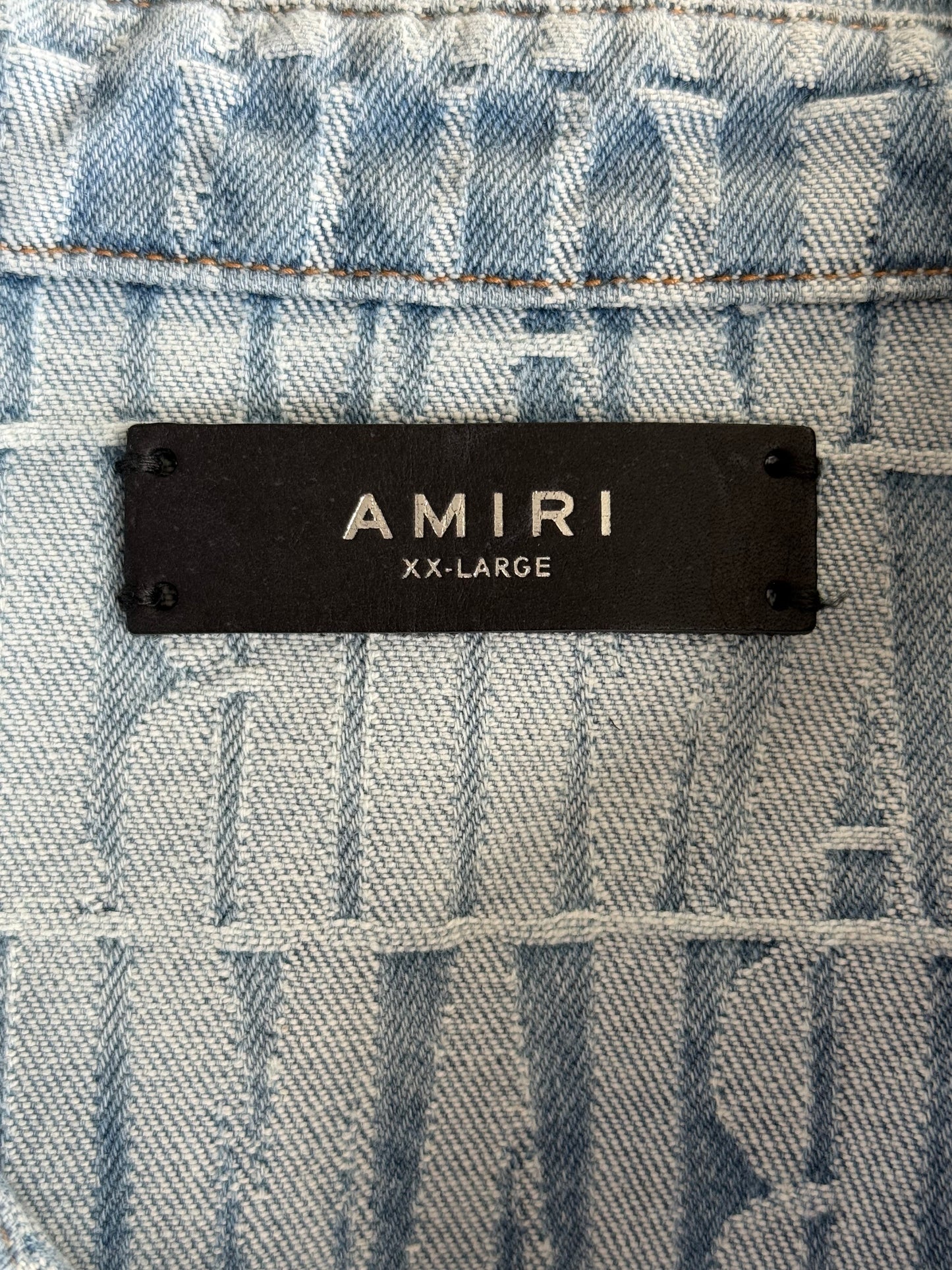 Amiri Blue Jacquard Logo Button Up Shirt