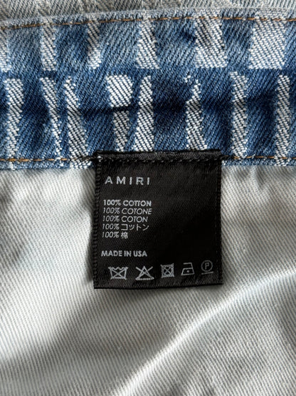 Amiri Blue Jacquard Logo Snap Button Pants