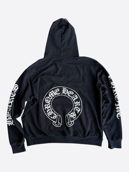 Chrome Hearts Black & White Horseshoe Chomper Logo Hoodie