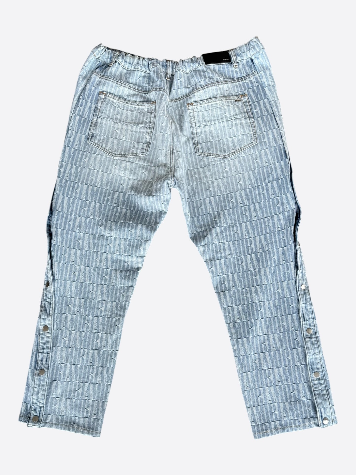 Amiri Blue Jacquard Logo Snap Button Pants