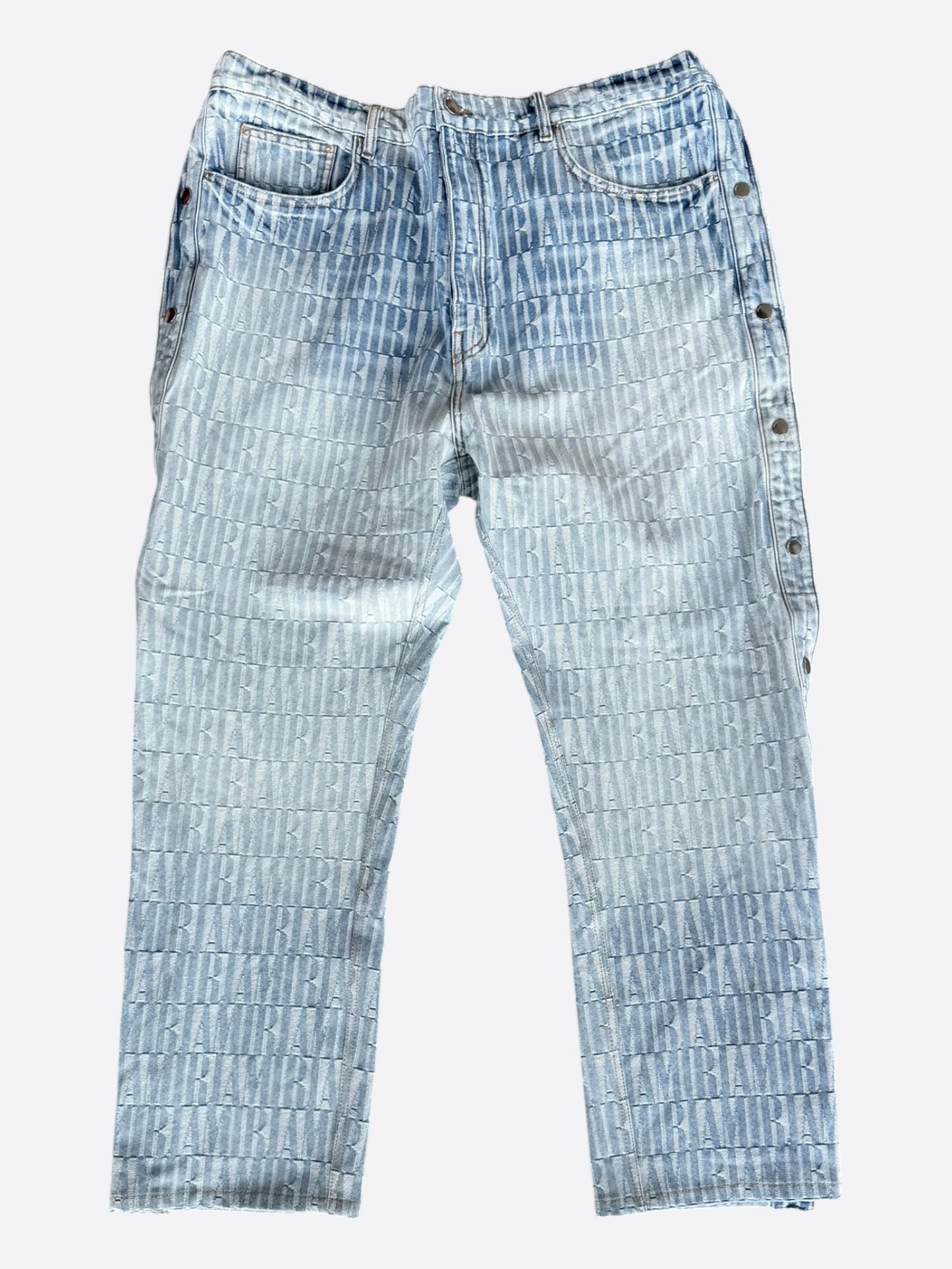 Amiri Blue Jacquard Logo Snap Button Pants