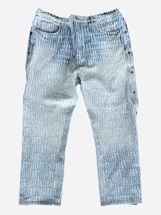 Amiri Blue Jacquard Logo Snap Button Pants